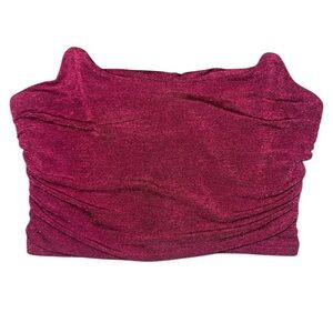 Elegant Burgundy Shimmer Crop Top